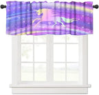 Fantasy Rainbow Valances Curtain Purple Sky Unicorns Silhouette Pattern Window by Unknown
