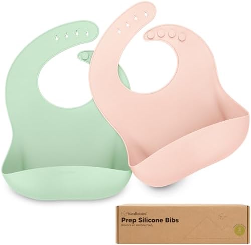 KeaBabies 2-Pack Silicone Bibs for Babies, Toddlers Girl by KeaBabies