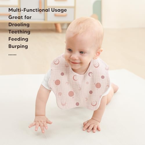 Bearmoss Baby Bibs for Drooling & Teething 8 Pack Muslin Cotton Bibs - Image 4