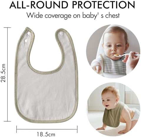 10 Pack Cotton Snap Bibs for Baby Boy Girl, Super Soft Drool Bibs for Teething - Image 6