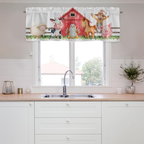 Unisex Farm Animals Cow Chicken Horse Nursery Short Curtain Valance - Image 4