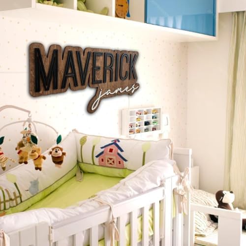 Personalized Wood Name Sign, Nursery Name Wooden, Above Crib Sign, Layered Baby - Image 2