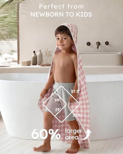 Yoofoss Hooded Baby Bath Towels 2 Pack 100% Muslin Organic Cotton - Image 3