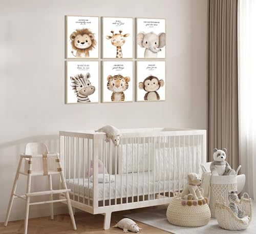6Pcs Nursery Bible Verse Animal Wall Art Cute Woodland Animals Christian - Image 2