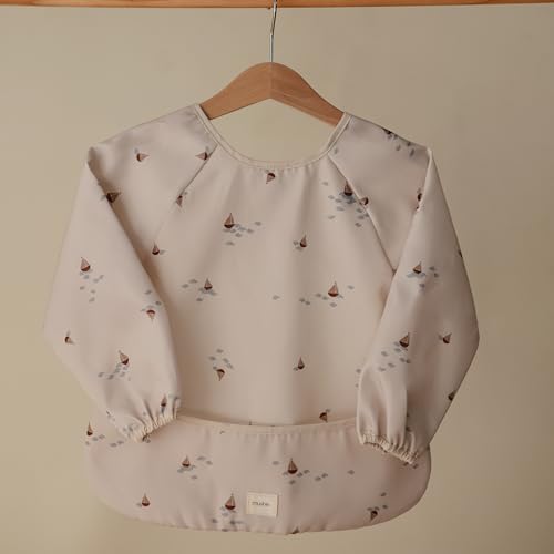 mushie Long Sleeve Baby Bib | Water Resistant Adjustable Fit - Image 3