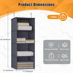 Hanging Closet Organizer 4-Shelf, Oxford Fabric Wardrobe Storage, Dark Grey - Image 3