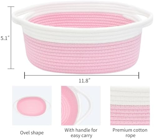 ABenkle Small Basket with Handles, Boho Decorative Rope Woven Dog Cat Toy - Image 2