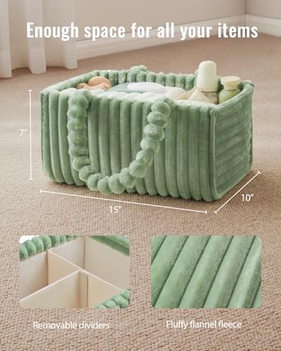 Blissful Diary Flannel Diaper Caddy Organizer & Gift Packaging, Sage Green - Image 4