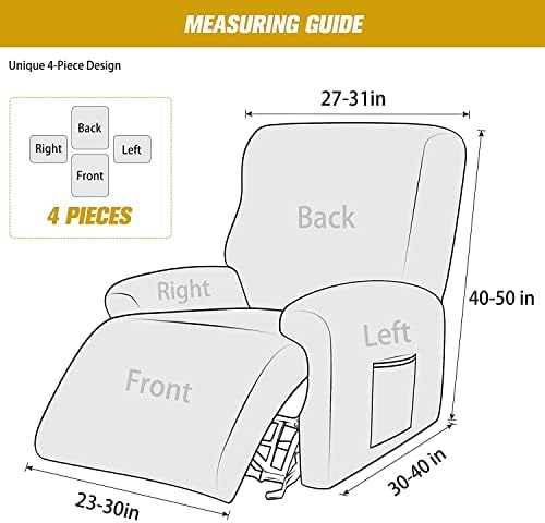 Stretch Recliner Covers, 4-Piece Ultra Soft Velvet Recliner Chair Slipcover - Image 6