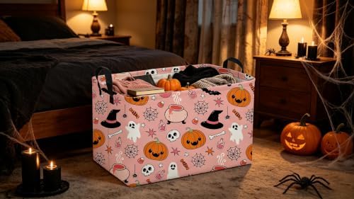 Sanjiaofeng Rectangular Pink Halloween Horror Ghost Storage Basket, Scary - Image 2