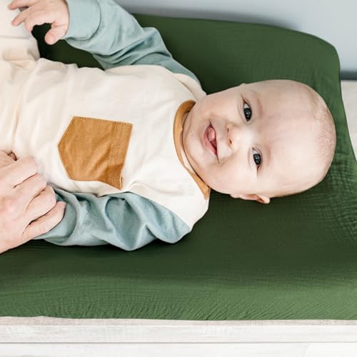 Konssy 100% Cotton Muslin Changing Pad Cover 2 Pack - Image 3