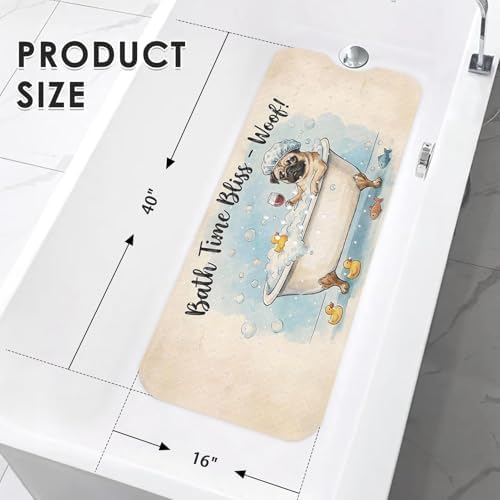 Bathtub Shower Mat 40X16 Inch, for Toddler, Dog Vintage - Image 4
