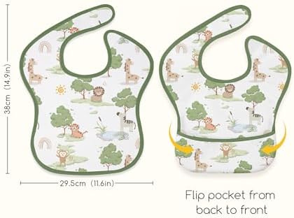 3 Pack Waterproof Baby Bibs for Eating, Mess Proof Feeding Bib - Image 5