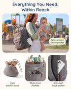 mommore Baby Diaper Bag with Waterproof Changing Pad, Dark Gray - Image 2