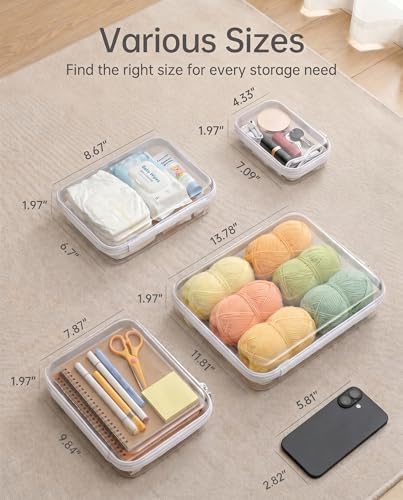 6 Pack Large White Clear Hard Shell Zipper Case, Water-Resistant Travel - Image 6