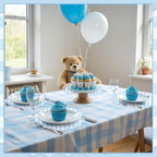 60 Pcs Blue Gingham Paper Placemats, Scalloped Blue Checkered Place Mat - Image 5