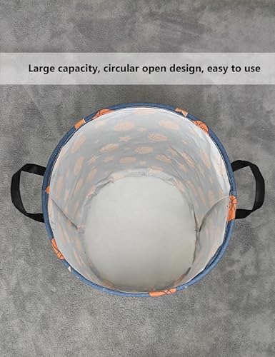 QUEENLALA Large Foldable Round Storage Basket Laundry Hamper, Basketball - Image 7