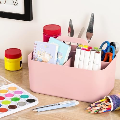 Multiuse Caddy Organizer with Handle, Portable Divided Plastic Tote Bin - Image 4