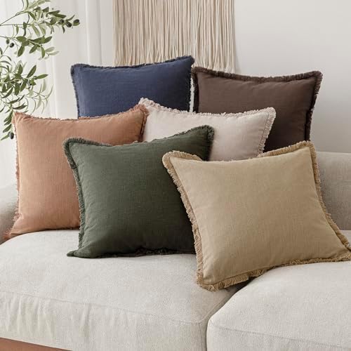Foindtower Decorative Linen Fringe Lumbar Throw Pillow Covers Cozy Boho - Image 7