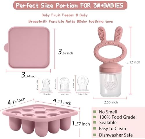Easter Bunny Baby Breastmilk Popsicle Molds & Baby Fruit Feeder, Food Freezer - Image 3