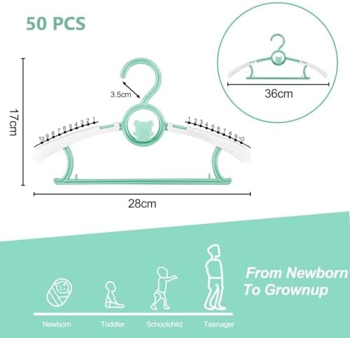 Baby Clothes Hangers 50 Pack, Plastic Kids Hangers Space Saving - Image 2