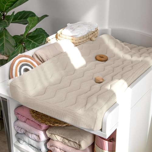 lulumoon Muslin Changing Pad Cover: Quilted Cotton Gentle on Baby's Skin - Image 2