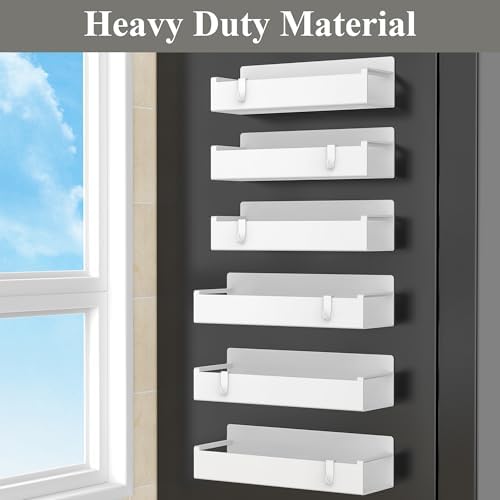 HuggieGems 6 Pack White Magnetic Spice Rack Organizer - Image 4