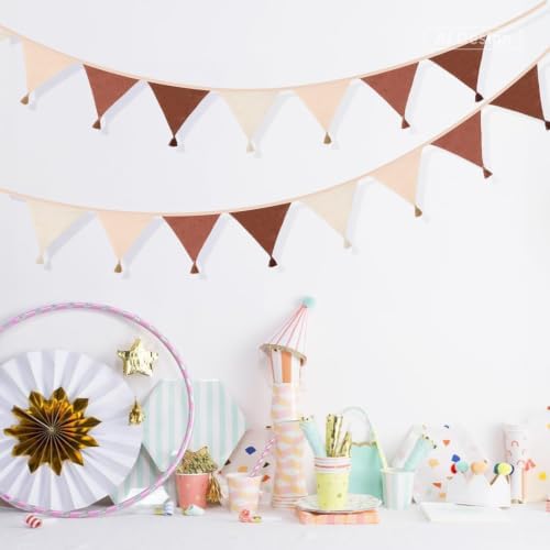 G2PLUS Cotton Fabric Bunting Banner, 9Ft Khaki Triangle Pennant Banner Flag - Image 6