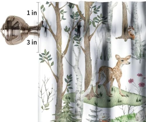 Woodland Animals Valance Curtains, Wild Animals Watercolor Forest Bear Deer Fox - Image 3