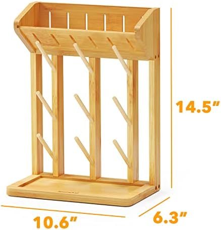 SpaceAid Bamboo Baby Bottle Drying Rack, Space Saving Kitchen Bottles Holder - Image 4