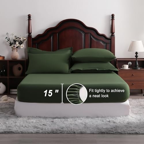 NTBAY Queen Microfiber Bed in a Bag, Comforter Set 7 Piece, Olive Green - Image 3
