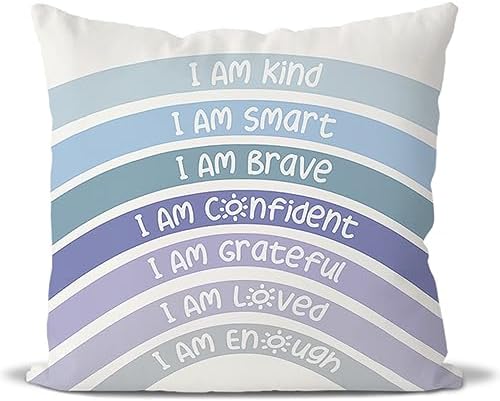 QIYUHOY Blue Rainbow Classroom Throw Pillow Covers, 18x18 Inch by QIYUHOY