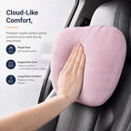 2 PCS Car Pillow for Driving Seat Soft Suede Headrest Neck & Lumbar Support - Image 2