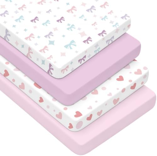 4 Pack Baby Crib Sheets for Girls by NacoMoco
