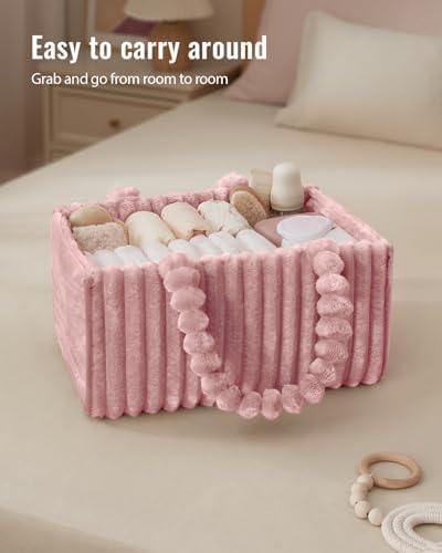 Blissful Diary Flannel Diaper Caddy Organizer & Gift Packaging, Powder Pink - Image 6