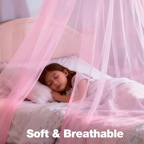 Pink Bed Canopy for Girls Room, Round Canopy from Ceiling - Image 4