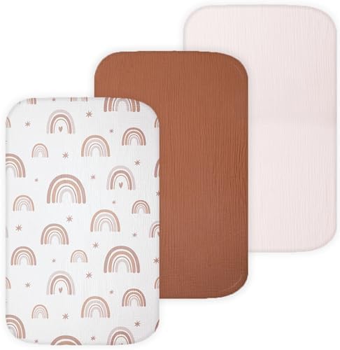 Muslin Bassinet Sheets for Baby Delight Beside Me, Chicco LullaGo, Delta by TANSYPANDA