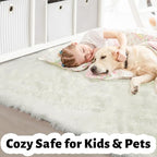 Amdrebio Cream Ivory White Plush Area Rug 4x6 - Image 4