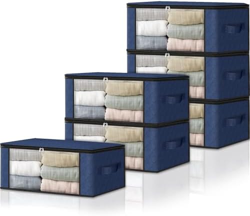 HomeHacks 6-Pack Clothes Organizer Storage Bags, 35L Storage Bins by HomeHacks
