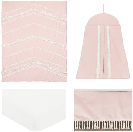 Sweet Jojo Designs Blush Pink Bohemian Boho Chic Girl Baby Crib Bedding Set - Image 2