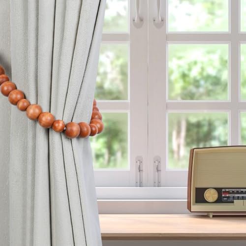 KLOGTSIND Wood Bead Curtain Tiebacks, 2 Pack Curtain Tie Backs - Image 2
