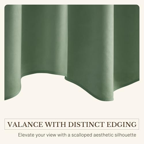 StangH 4-Panel Set Velvet Window Valance, 52x18 Inch, Sage Green - Image 5