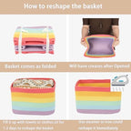 XUANGUO Woven Cotton Rope Storage Baskets 15x10x9.3" 3 Pack Rainbow - Image 7