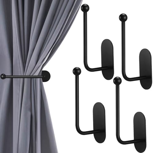 CroBlissful 4 Pcs Adhesive Curtain Holdbacks No Drill Window Hook by CroBlissful