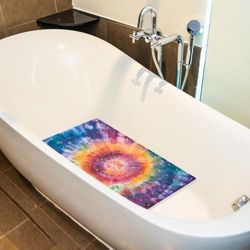Shower Mat Non Slip 26.8 x 15.1 Inches, Tie Dye Bathtub Mat Shower Stall Mats - Image 4