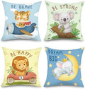 18x18 Set of 4 Baby Cartoon Animals Throw Pillow Cushion Covers by JOYMAISON