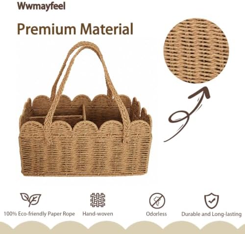 Diaper Caddy Organizer, Paper Rope Storage Baskets Nursery Bin - Image 3