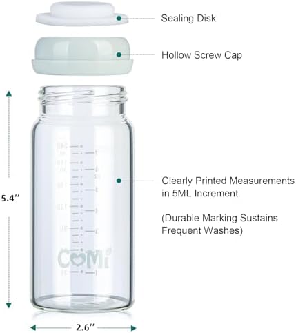 COMI Wide Neck Glass Breastmilk Collection n Storage Bottle, 8oz - Image 4
