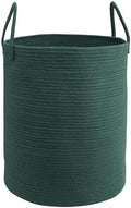 Woven Cotton Rope Laundry Basket, 15x20 Laundry Hamper, Dark Green by JUNBOLE