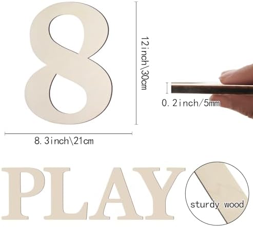 12 Inch Large Wooden Numbers 8 Unfinished Wood Number - Image 2